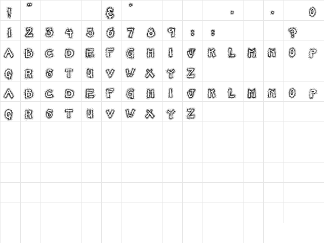 SBC Sandy Beach Regular  glyph index