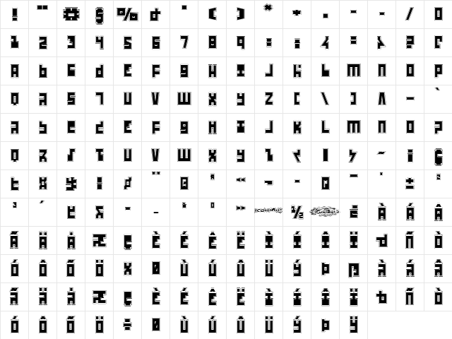 UFO Hunter Academy Regular  glyph index