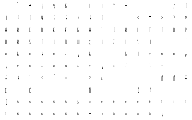 WickerSSK Regular  glyph index