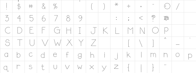 DJ Stitch Regular  glyph index