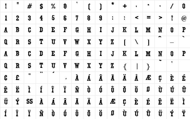 Waltham Regular  glyph index