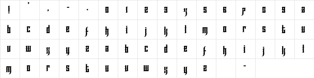 Effortless Tattoo Regular  glyph index