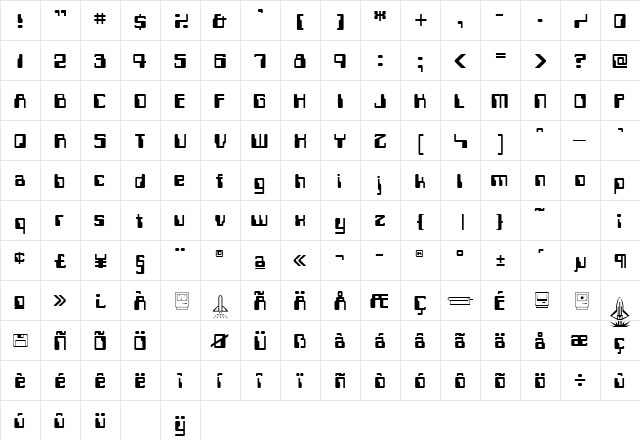Computerfont Regular  glyph index
