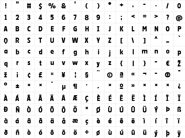 GovanThree-Alternate Regular  glyph index