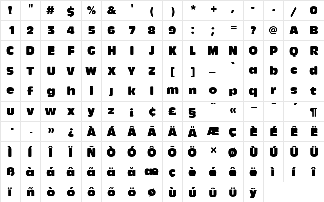 Antique Olive T Ro1 Regular  glyph index