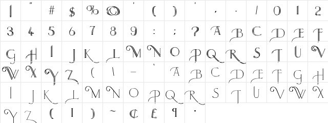 Larkin Capitals Regular  glyph index