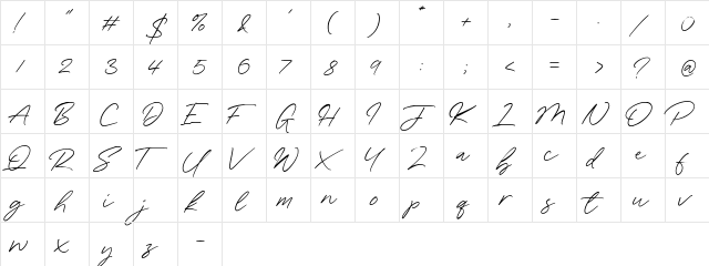Wonder Bay Regular  glyph index