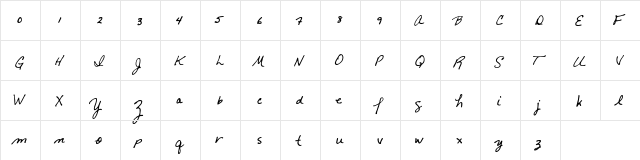 FG Cindywrite Regular  glyph index