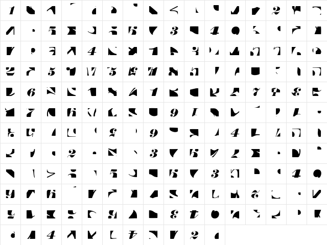 DigitsCarpet Regular  glyph index