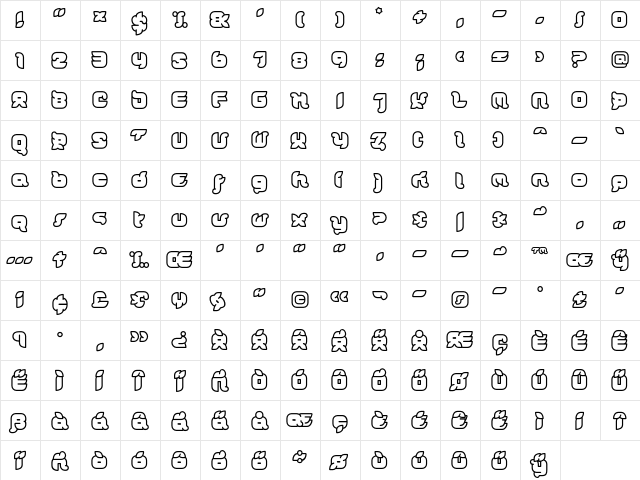 DorisOrange-Juicy Regular  glyph index