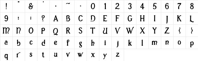 Casua_Bold Regular  glyph index