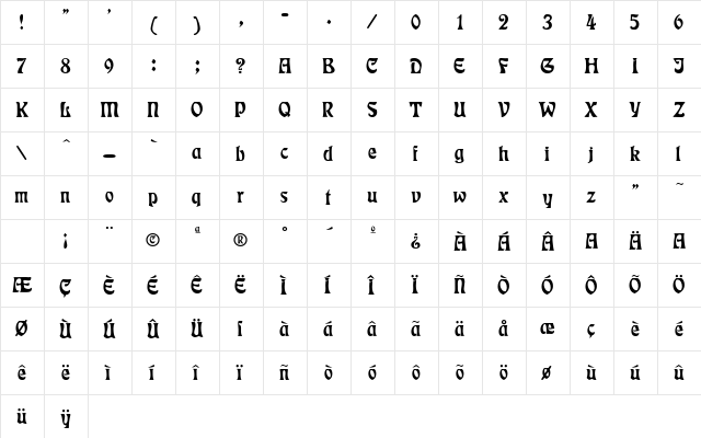 DeauvilleSSK Regular  glyph index