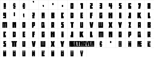 Beethoven Regular  glyph index
