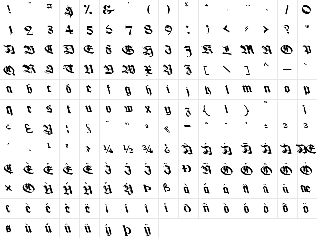 BoogieWoogieBold112 Bold  glyph index