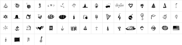 Holiday Dingdoodles Regular  glyph index