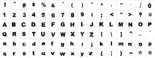 Prinks Regular  glyph index