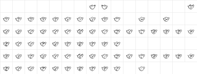 Hotzy Regular  glyph index