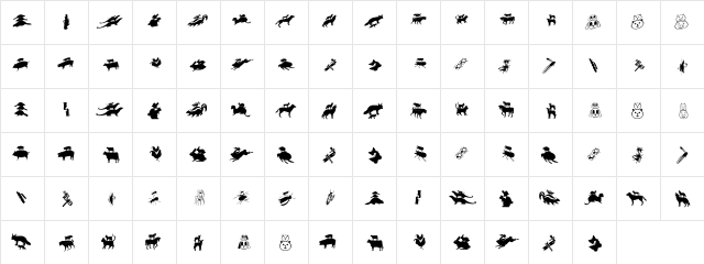 PickABack Regular  glyph index
