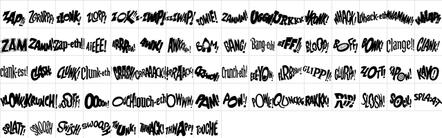 Bat Fight Regular  glyph index