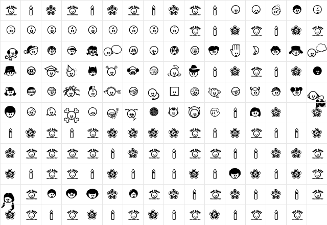 The Kids Regular  glyph index