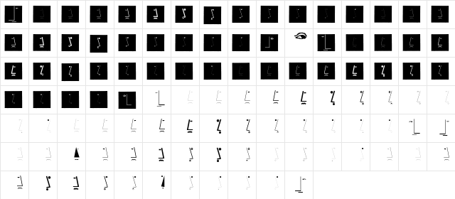 TestroomThree Regular  glyph index