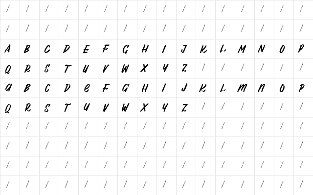 Al_Lebrush_PersonalUseOnly Regular  glyph index