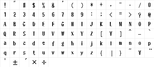 id-Cinema-LightOT Regular  glyph index