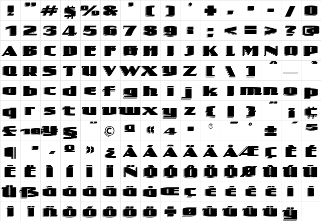TFGuestcheck Heavy  glyph index