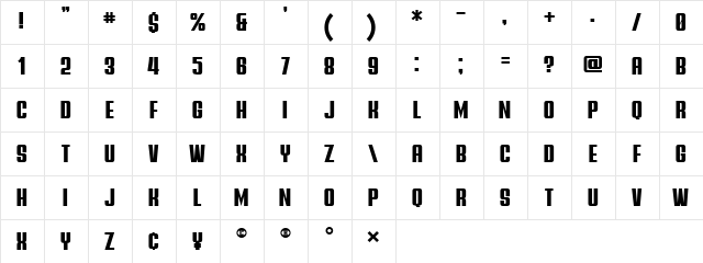 Augsburg Condensed  glyph index