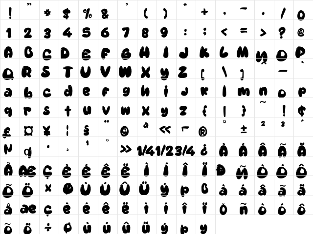 Homelike Regular  glyph index