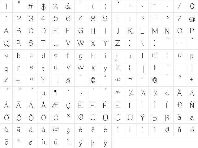 Epifan?a Regular  glyph index