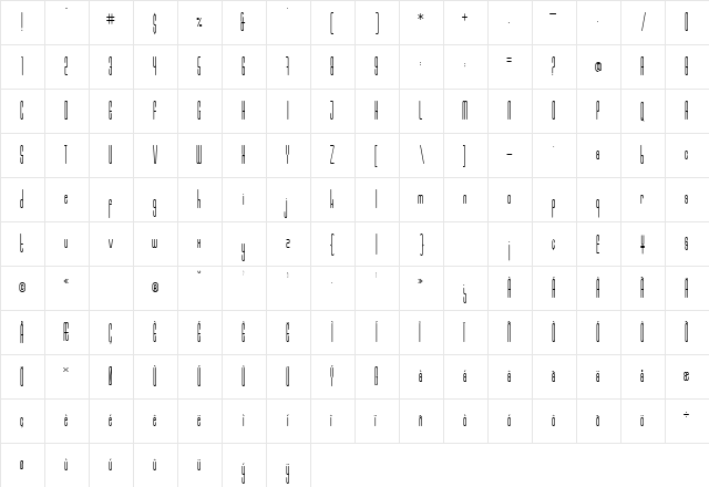 Marbellya Cond Regular  glyph index