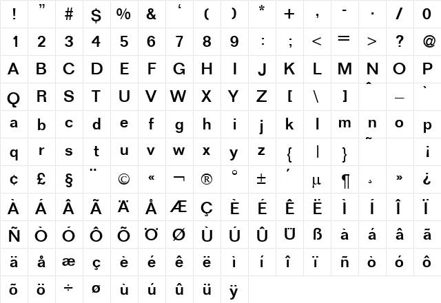 FolderMedDB Bold  glyph index