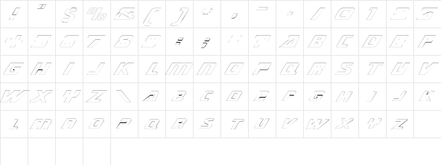 SubmarineExtendedOutline Regular  glyph index