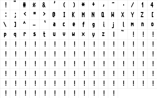 Topaz New Regular  glyph index