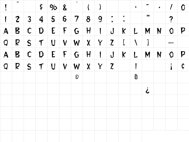 Larousse Regular  glyph index
