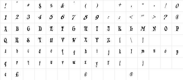 jesters cap Regular  glyph index