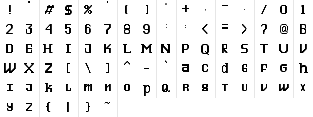 The Futien Regular  glyph index