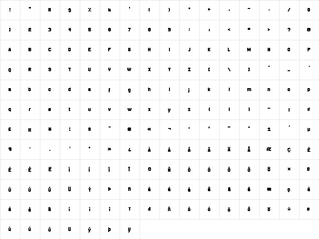 Disparador Regular  glyph index