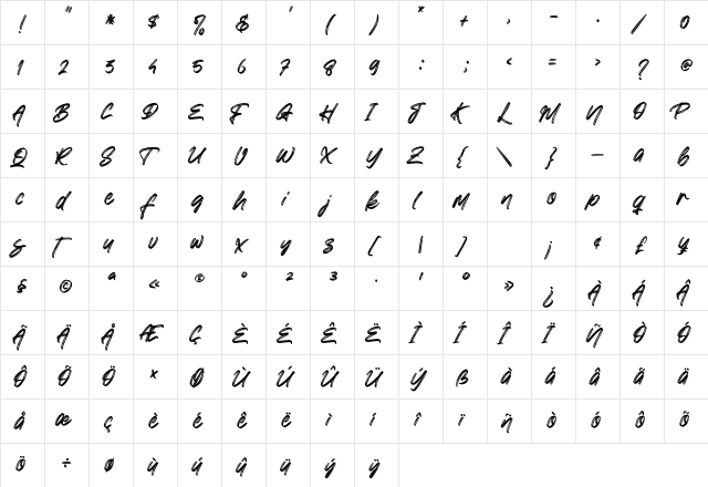 Greatest Richmond Alternate One Regular  glyph index