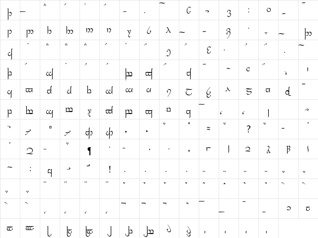 Tengwar Formal Regular  glyph index