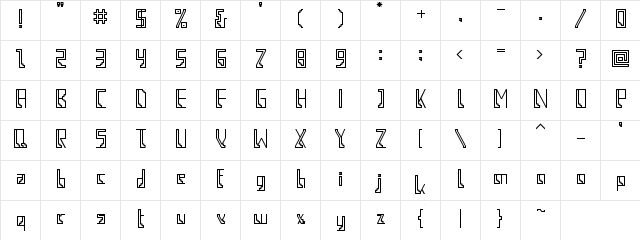 Simple racing line map by SPH Regular  glyph index