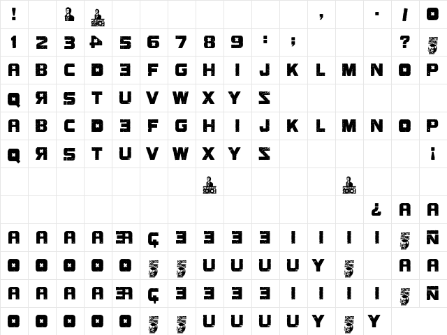 Street Reich Regular  glyph index