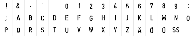 DIN Schablonierschrift Regular  glyph index