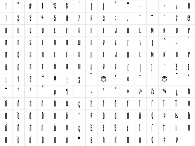 DELIRIUM NEON NCV Regular  glyph index