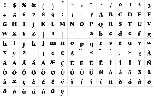 Lexicon No2 Roman F Med  glyph index