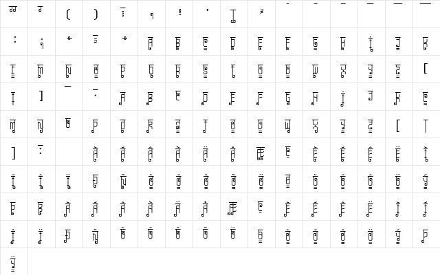 Rickshaw Regular  glyph index
