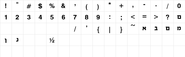 Devorah Normal  glyph index