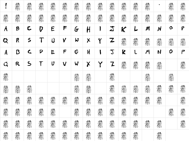 John's 1000 Hurts (Demo) Regular  glyph index