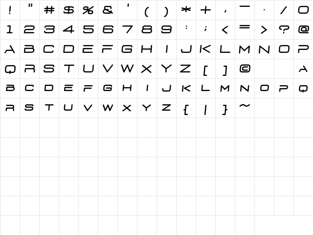 D3 Euronism italic Regular  glyph index